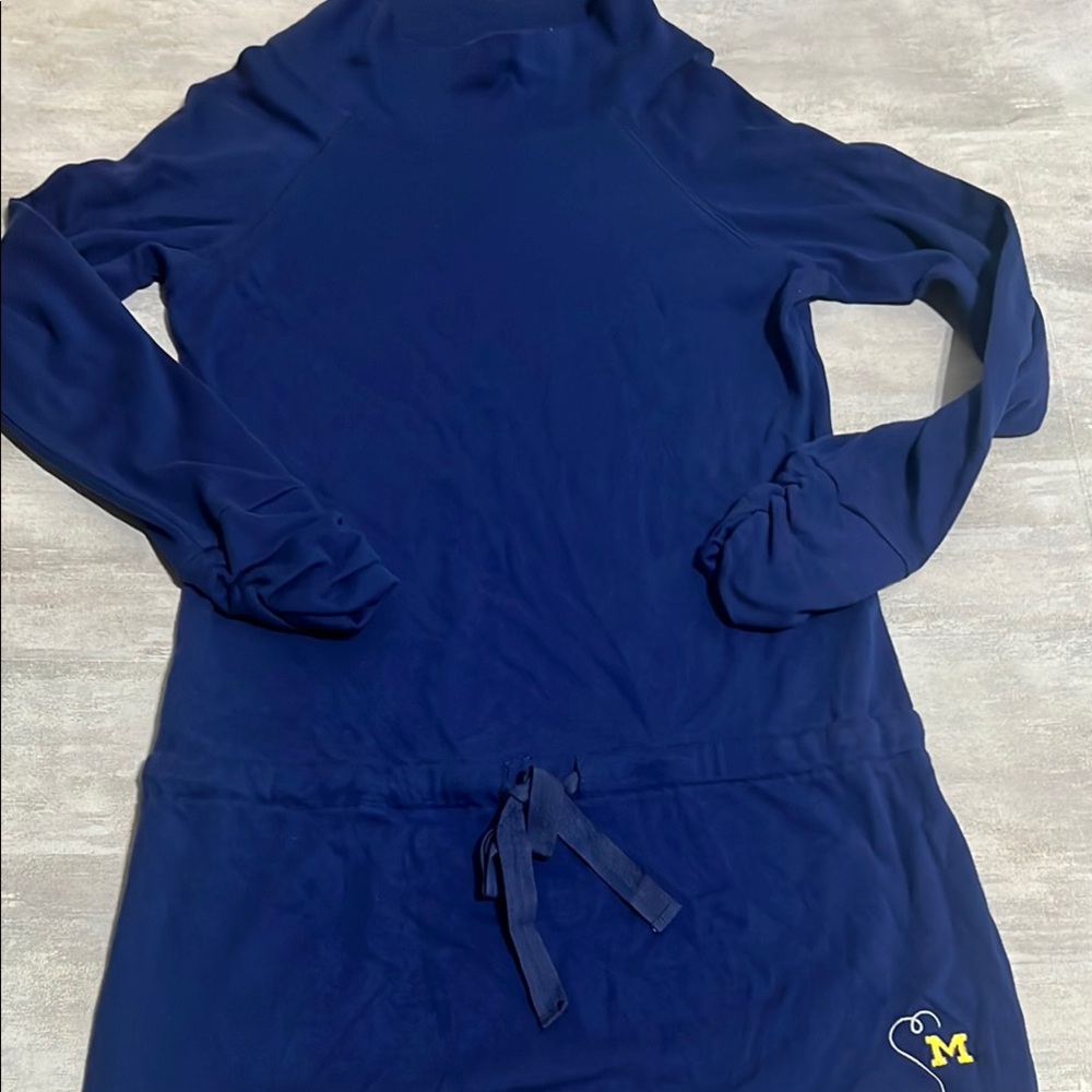 U of M  Blue Long Sleeve Dress with Logo